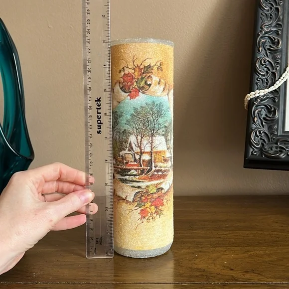 Vintage Autumn Scene Sugar Glass Candle - Picture 5 of 5